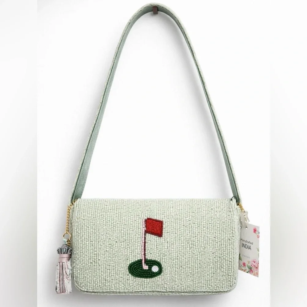 Pink Golf Cart Beaded Shoulder Bag - Picture 2 of 6
